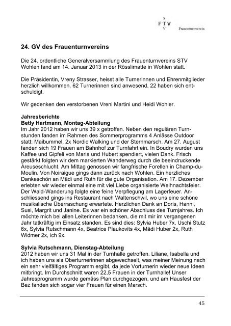 Märzausgabe 2013 - TV Wohlen