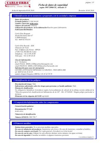 Ficha de datos de seguridad - Carlo Erba Reagents