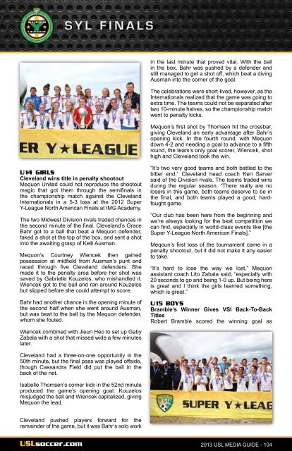 2013 USL Media gUide - United Soccer Leagues