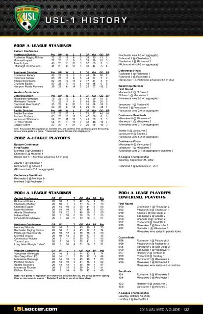 2013 USL Media gUide - United Soccer Leagues