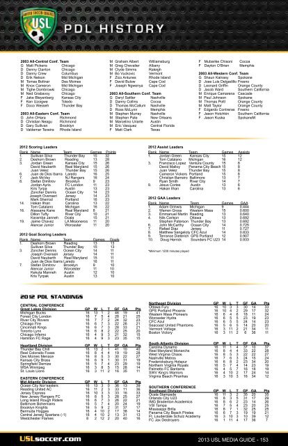 2013 USL Media gUide - United Soccer Leagues