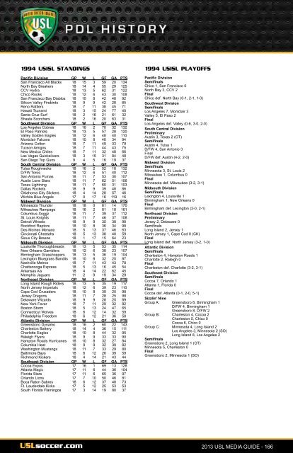 2013 USL Media gUide - United Soccer Leagues