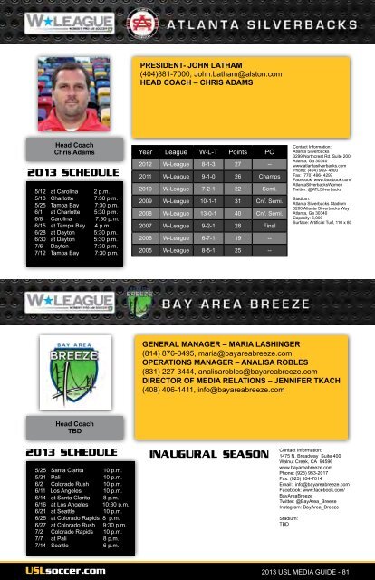 2013 USL Media gUide - United Soccer Leagues