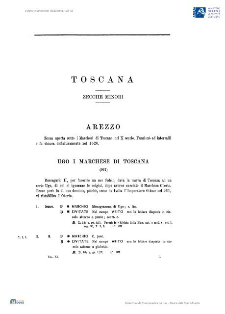 Corpus Nummorum Italicorum Vol. I - Portale Numismatico dello Stato