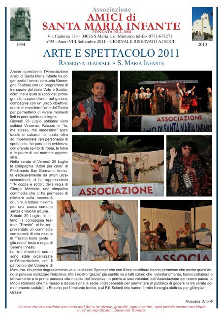 Il Giornalino - Settembre 2011 - Amici di Santa Maria Infante