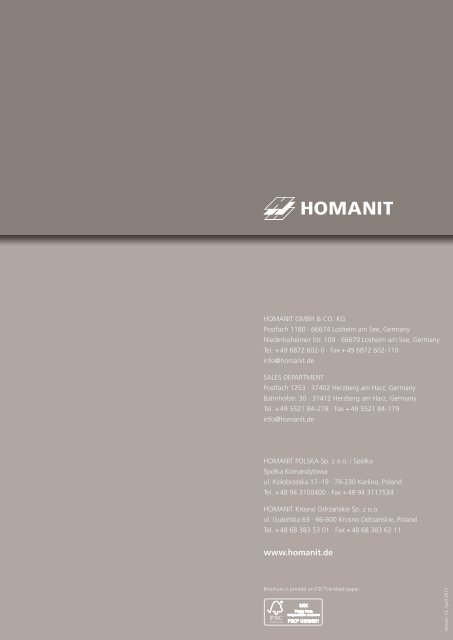 HDF HOMADUR® General Technical information