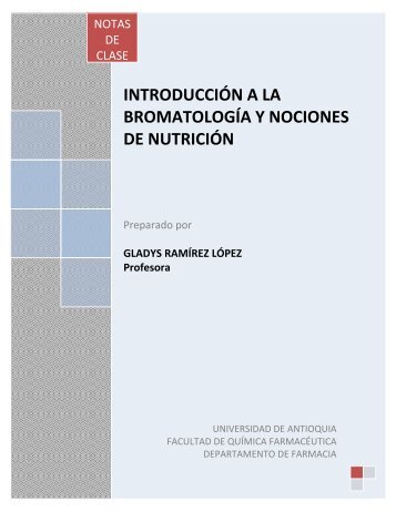 introducción a la bromatología y nociones de nutrición - Programa ...