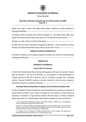 Acta nº 3 - Município de Reguengos de Monsaraz.