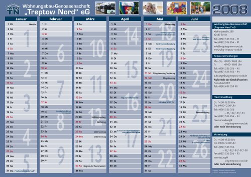 01/08 WBGTN - Kalender 2008 mit wichtigen Terminen