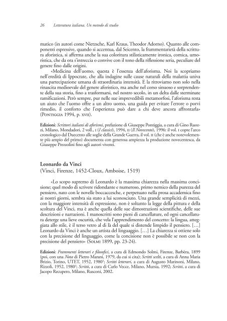 Letteratura italiana Due itinerari di lettura - Mondadori Education