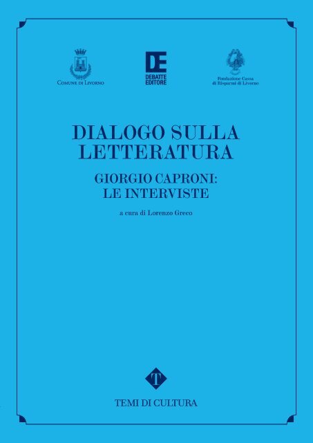 DIALOGO SULLA LETTERATURA - Comune di Livorno