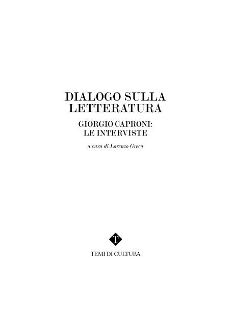 DIALOGO SULLA LETTERATURA - Comune di Livorno