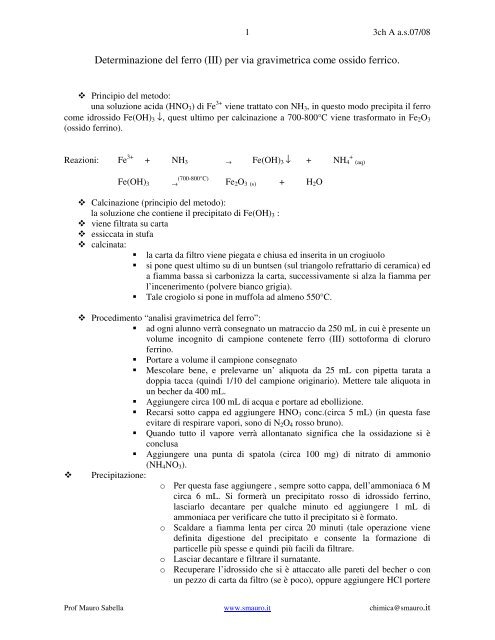 Determinazione del ferro_grav.pdf - Mauro Sabella