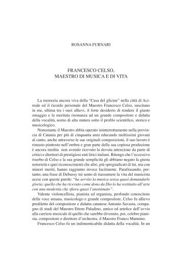 francesco celso, maestro di musica e di vita - accademia di scienze ...