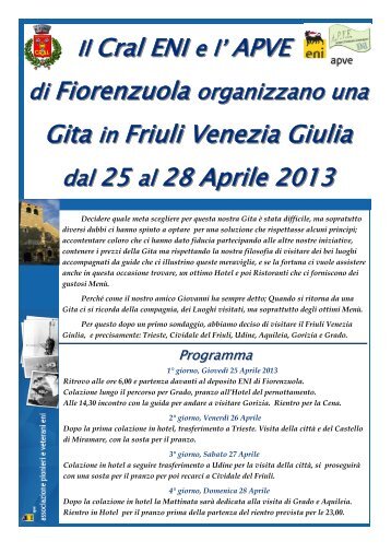 Gita in Friuli V.G. Sezione Fiorenzuola 25 – 28.4.2013