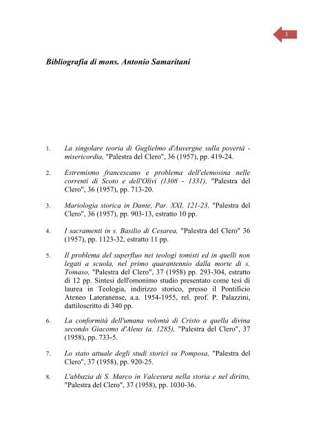1 Bibliografia di Antonio Samaritani - Parrocchia di santa Francesca ...