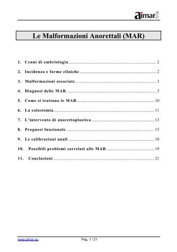 Le Malformazioni Anorettali (MAR) - Aimar