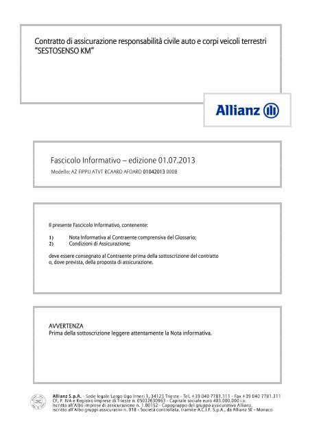 Fascicolo Informativo - Allianz
