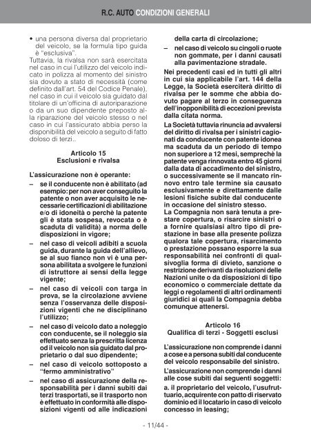 Condizioni contrattuali - Cattolica