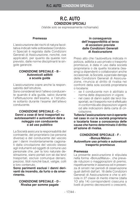 Condizioni contrattuali - Cattolica