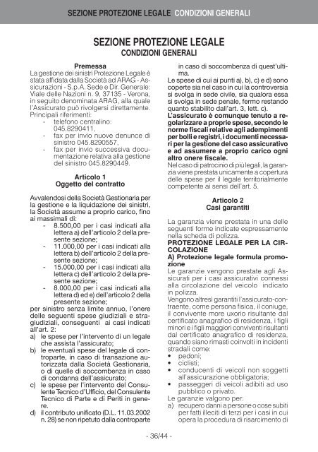 Condizioni contrattuali - Cattolica