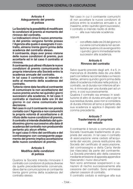 Condizioni contrattuali - Cattolica