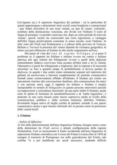 Composizione plurilingue del territorio del Friuli Venezia Giulia