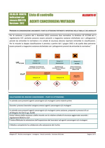 allegato 7 - Agenti cancerogeni mutageni - Dipartimento di ...