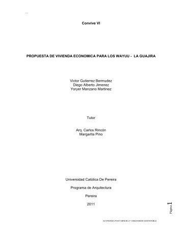 Convive VI PROPUESTA DE VIVIENDA ECONOMICA PARA LOS ...