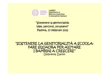 Sostenere la genitorialità a scuola, Zanon.pdf - Scienze dell ...