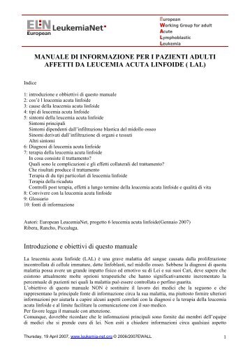 manuale di informazione per i pazienti adulti affetti da leucemia ...