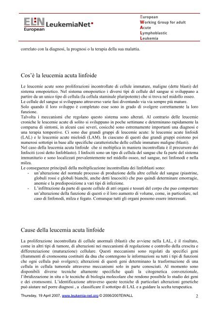 manuale di informazione per i pazienti adulti affetti da leucemia ...