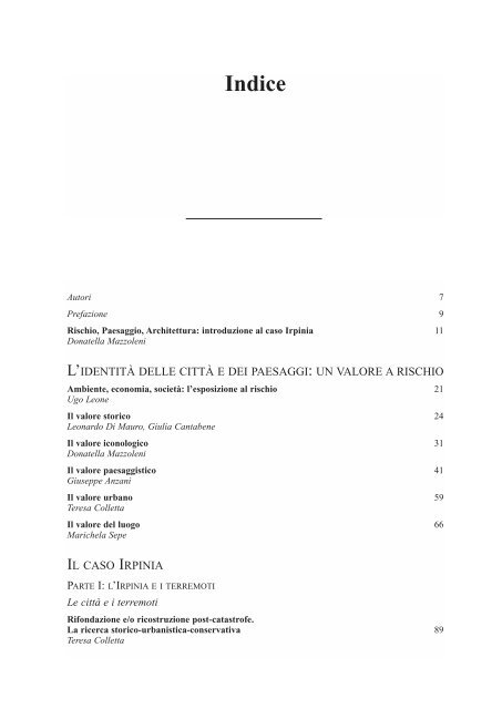 Rischio sismico, paesaggio, architettura: l'Irpinia, contributi ... - Amra