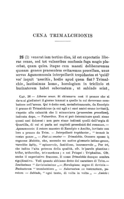 Petronii Cena Trimalchionis, con studii illustrativi e note di Paolo ...