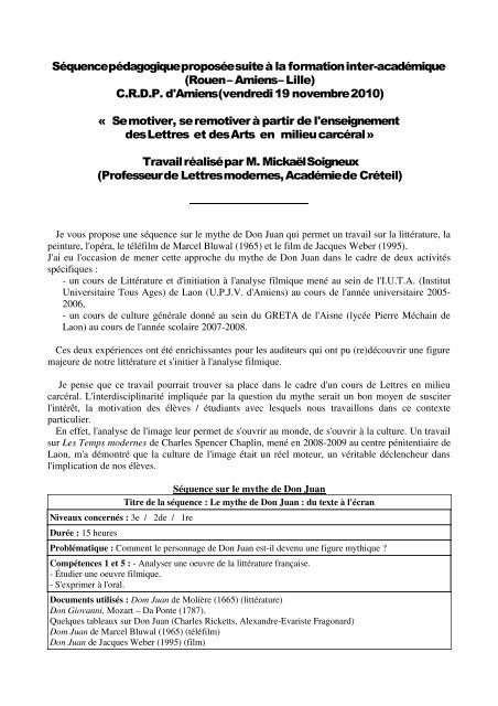 Séquence pédagogique proposée suite à la formation inter