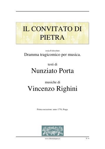 Il convitato di pietra - Libretti d'opera italiani