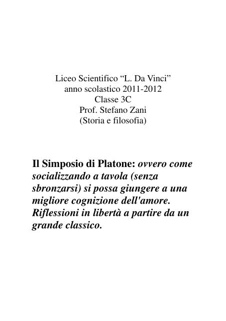 Il Simposio di Platone - Liceo Scientifico Statale Leonardo da Vinci