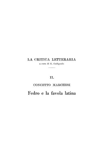 Fedro e la favola latina di Concetto Marchesi