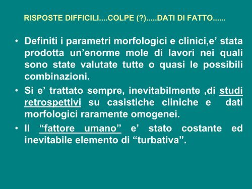 La dimensione del problema diagnostico