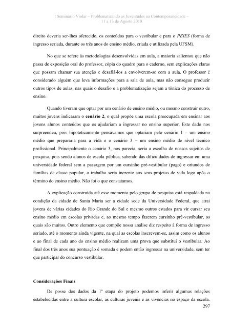 Anais I Seminário Violar - Faculdade de Educação - Unicamp