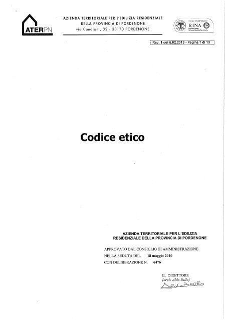 Codice etico - Ater Pordenone