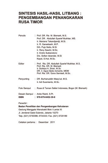 Sintesis Penangkaran rusa timor.pdf - Badan Litbang Kehutanan