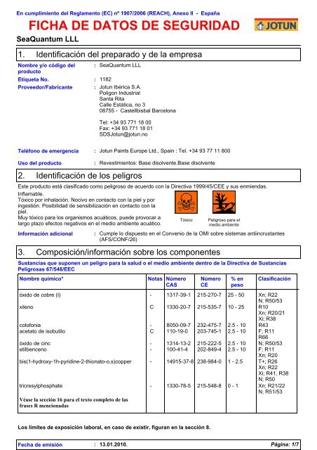 FICHA DE DATOS DE SEGURIDAD - Jotun