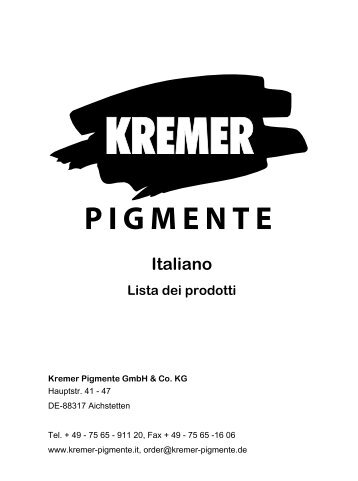 Lista dei prodotti - Kremer Pigmente 2010