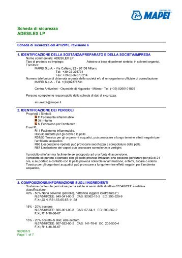 Scheda di sicurezza ADESILEX LP