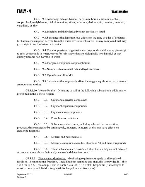 ENVIRONMENTAL FINAL GOVERNING STANDARDS ITALY