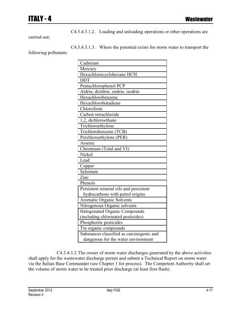 ENVIRONMENTAL FINAL GOVERNING STANDARDS ITALY