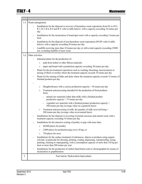 ENVIRONMENTAL FINAL GOVERNING STANDARDS ITALY