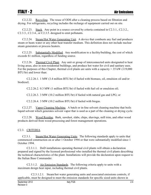 ENVIRONMENTAL FINAL GOVERNING STANDARDS ITALY