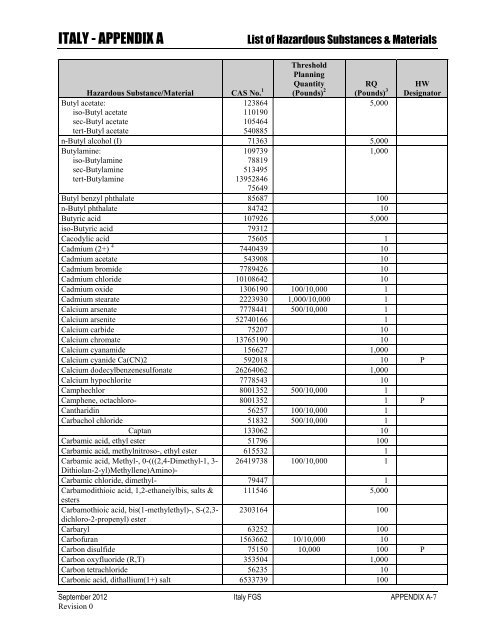 ENVIRONMENTAL FINAL GOVERNING STANDARDS ITALY